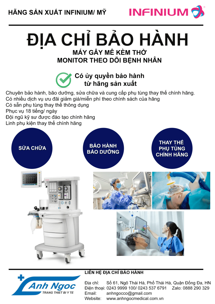 Sửa chữa, thay linh phụ kiện Máy gây mê kèm thở Infinium Mỹ 1 Sửa chữa, thay linh phụ kiện Máy gây mê kèm thở Infinium Mỹ